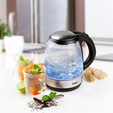 Domo Bouilloire En Verre Led Bleu 2200 W 6 Domo Bouilloire En Verre Led Bleu 2200 W – Image 4