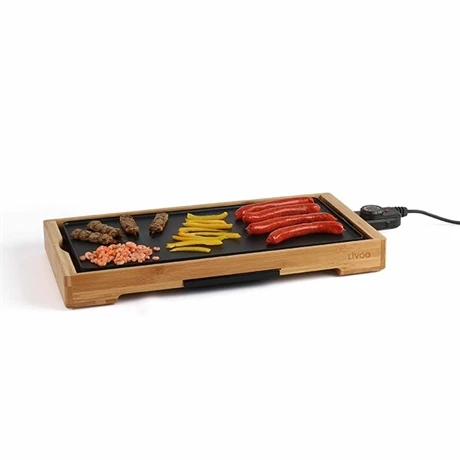 LIVOO Plancha Grill électrique En Aluminium Et Bambou 2200 W DOC202 3 LIVOO Plancha Grill électrique En Aluminium Et Bambou 2200 W DOC202
