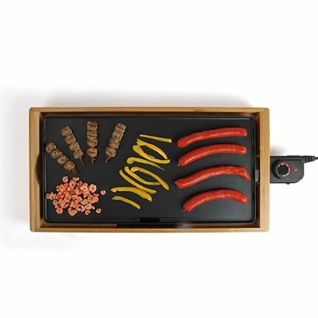 LIVOO Plancha Grill électrique En Aluminium Et Bambou 2200 W DOC202 4 LIVOO Plancha Grill électrique En Aluminium Et Bambou 2200 W DOC202 – Image 2