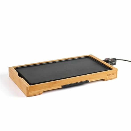 LIVOO Plancha Grill électrique En Aluminium Et Bambou 2200 W DOC202 5 LIVOO Plancha Grill électrique En Aluminium Et Bambou 2200 W DOC202 – Image 3