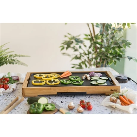 LIVOO Plancha Grill électrique En Aluminium Et Bambou 2200 W DOC202 7 LIVOO Plancha Grill électrique En Aluminium Et Bambou 2200 W DOC202 – Image 5