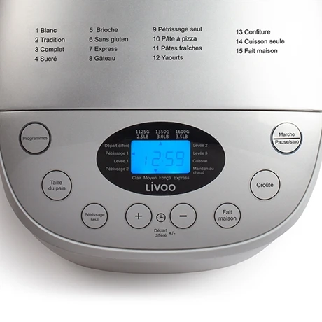 LIVOO Machine à Pain - 15 Programmes 850 W DOP205W 7 LIVOO Machine à Pain - 15 Programmes 850 W DOP205W – Image 5